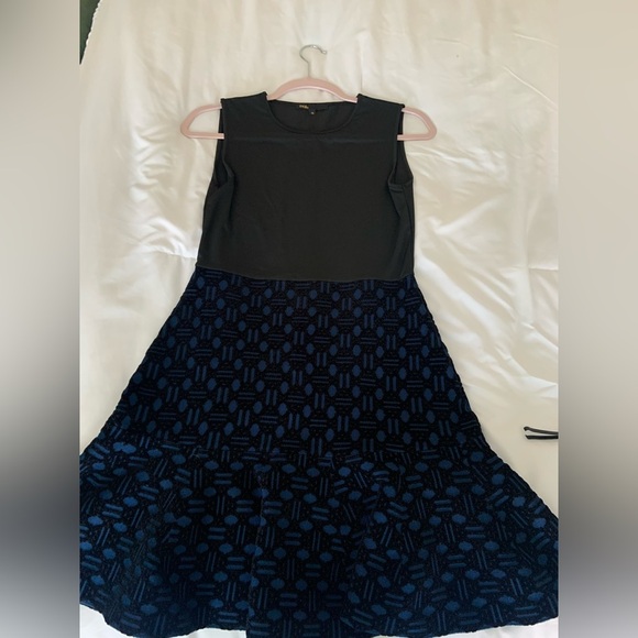 Maje knitt effect Blue Fit and Flare Mini Dress  Small - Picture 9 of 12